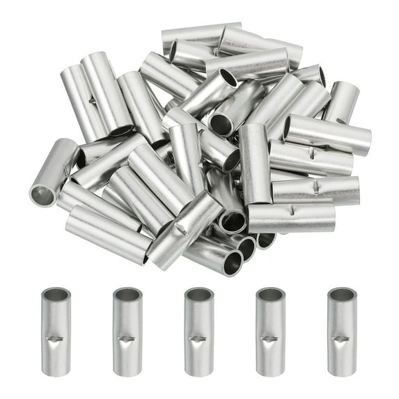100 Pcs Non Insulated Butt Connectors 8AWG Wire Connector BN8 for Electrical Wire Crimp Ferrule Terminals