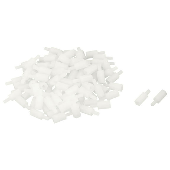 100 Pcs Nylon Hex Standoff Spacer M3x10 Female to M3x6 Male Off White