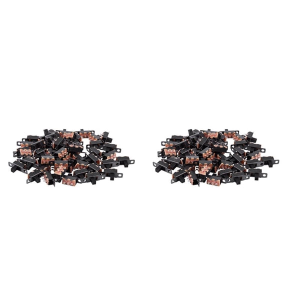 100 Pcs ON/ON 2 Position 1P2T SPDT Mini Panel Slide Switch Solder Lug SS12F1-G3,100 x Slide Switch,Black