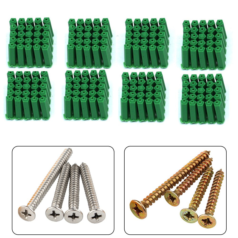 100 Pcs of M6 green plastic expansion pipe anchor rubber plug dry wall