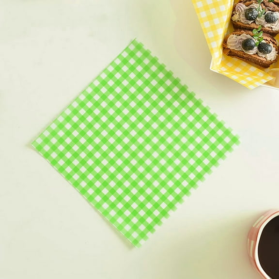 100 Pcs Oil-proof Paper, Disposable Green and White Checkered Luncheon Napkin Plaid Dinner Beverage Napkin for Picnic Baby & Bridal Shower Wedding Birthday Party Decorations