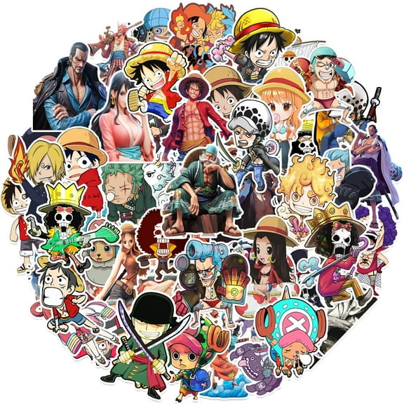 100 Pcs One Piece Anime Stickers Cartoon Waterproof Stickers for Water Bottles, Laptop,Bumper,Computer Stickers and Decals