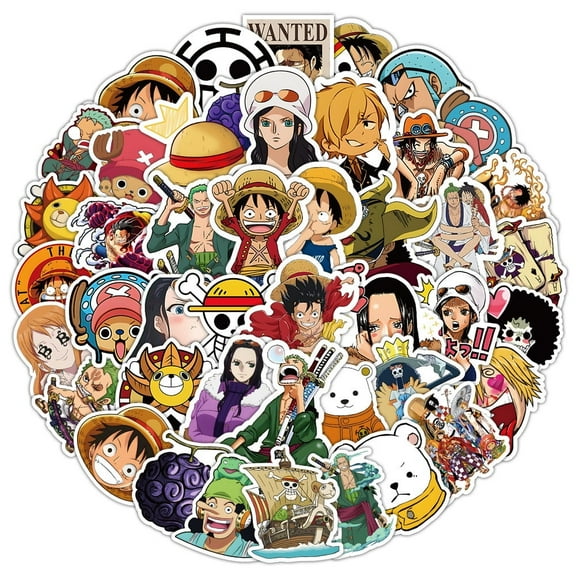 100 Pcs One Piece Anime Stickers Cartoon Waterproof Stickers for Water Bottles, Laptop,Bumper,Computer Stickers and Decals