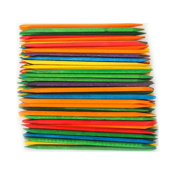 100 Pcs Orange Wood Nail Sticks Double Sided Multi Functional Cuticle Pusher Manicure Pedicure Tool for Manicure Pedicure Colour mixture