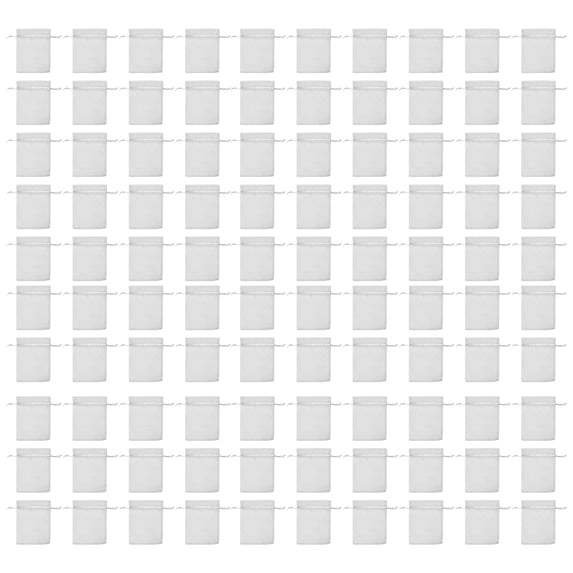 100 Pcs Organza Bags,Colored Mesh Organza Gift Bags with Drawstring,Small Mesh Drawstring Bags,Mesh Small Jewelry Storage Bags,Jewelry Pouches for Weddings, Parties, and Festivals,(White,3.9x5.9 in)