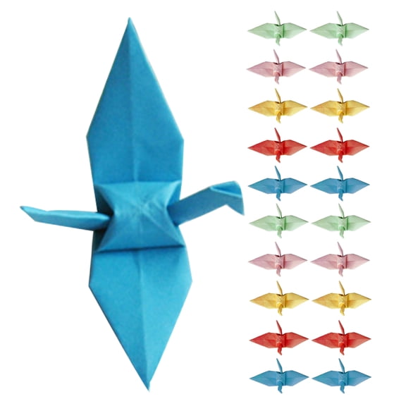 FONDOTIN Origami Crane Decal Kit Multi-Color Paper for Romantic Ambiance 100Pcs