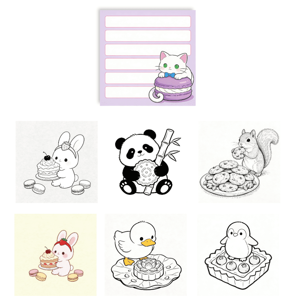 100 Pcs Original Coloring & Note Sticky Notes: Double-Sided, 100 Unique No-Repeat Patterns
