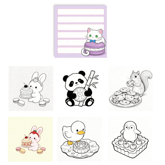100 Pcs Original Coloring & Note Sticky Notes: Double-Sided, 100 Unique No-Repeat Patterns