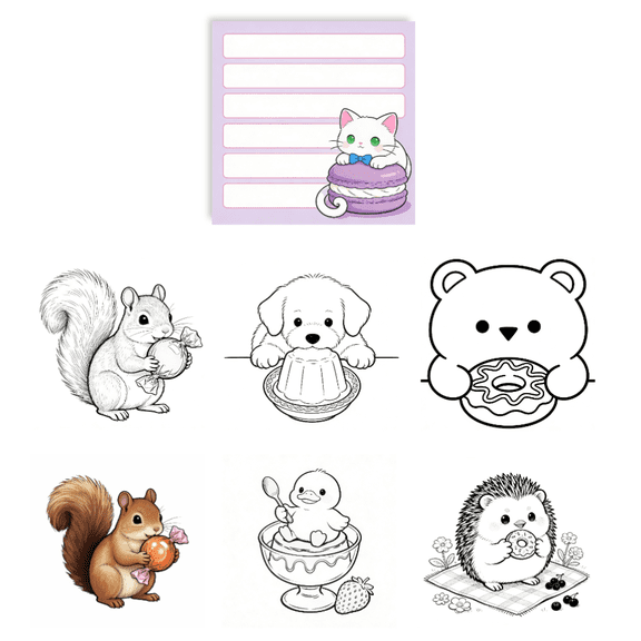 100 Pcs Original Unique Sticky Notes: Double-Sided (Coloring + Message), 100 No-Repeat Designs