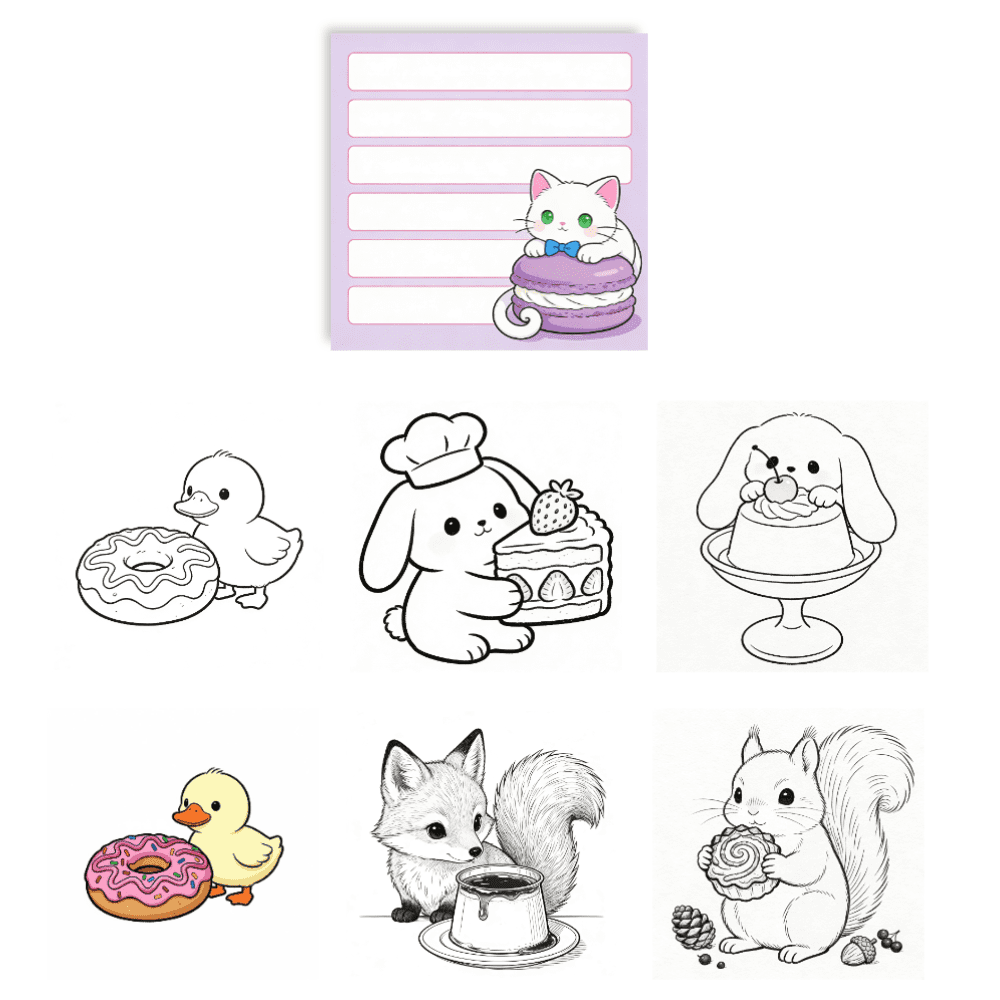 100 Pcs Original Unique Sticky Notes: Double-Sided (Coloring + Reminder), No-Repeat Design for Home Office