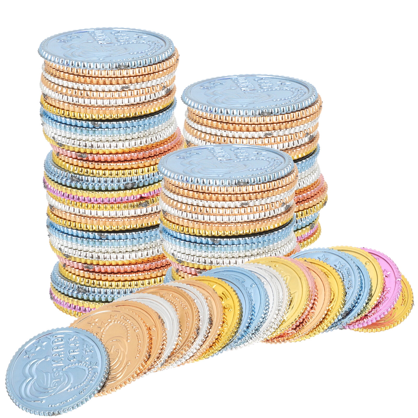100 Pcs Ornament Childrens Toys Plastic Coins Pirate Party Favors Kids Simulation Gold Small for Prizes