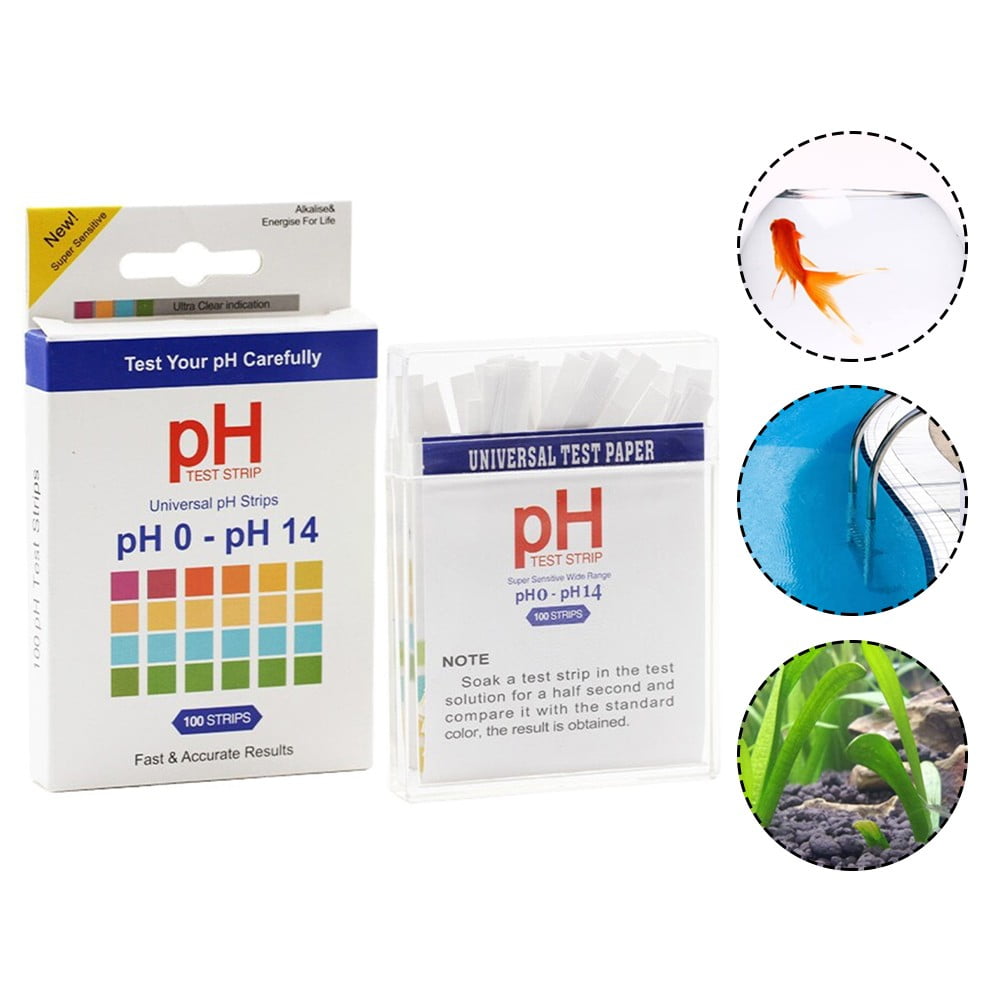 100 Pcs PH0-14 pH Test Strips for Saliva Soap Urine Food Water Soil Testing Lab