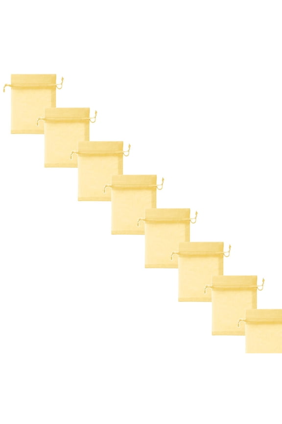 100 Pcs Package Organza Jewelry Bags with Drawstring Little Mesh Gift Pouches Mini Candy Bags for Small Presents Jewelry Earrings Party Wedding Gift Bags, 5.12x7.09 Inch, Gold