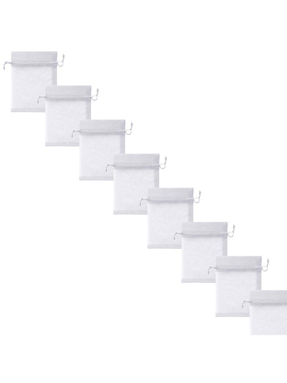 100 Pcs Package Organza Jewelry Bags with Drawstring Little Mesh Gift Pouches Mini Candy Bags for Small Presents Jewelry Earrings Party Wedding Gift Bags, 5.12x7.09 Inch, White