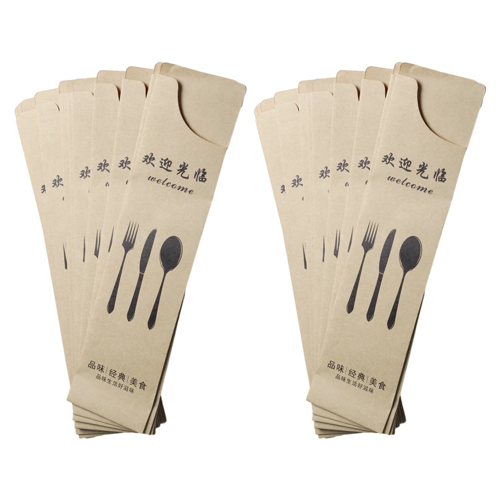 200pcs Kraft Paper Cutlery Holders - Disposable Silverware Bags For Weddings, Parties, Events, 22.5x7.5cm