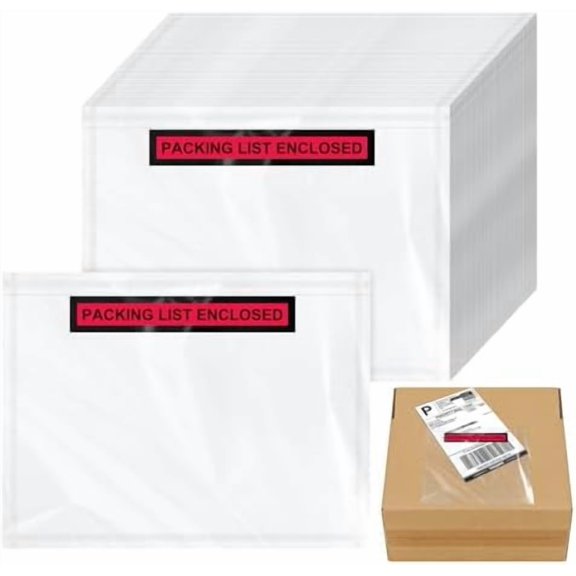 100 Pcs Packing Slip Envelope Pouches Clear Self Adhesive Shipping Label Sleeves Waterproof Packing List Envelopes Pockets Top Loading Shipping Pouches Enclosed Bags (Red,9.5'' X 12'')