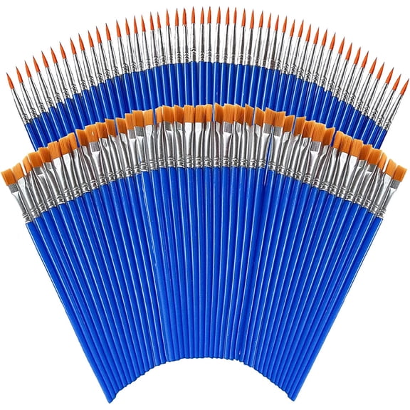 100 Pcs Paint Brushes Bulk for Kids/Students/Starter/Teens/Children Round Flat Small Brush Set for Art Class Painting/Painting Party/Acrylic Painting/Oil Watercolor