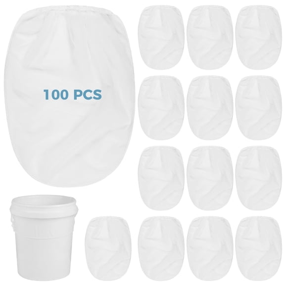100 Pcs Paint Filter Bags, 5 Gallon Bucket Strainers with Elastic Opening, Fine Mesh Disposable Strainer Bags for Paint and Gardening