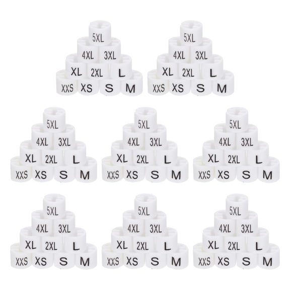WEUVEB 100Pcs White Plastic Clothes Hanger Size Markers Color Coding Tags for Easy Size Identification