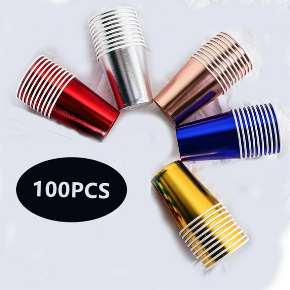 100 Pcs Paper Cups,  9 Oz Colorful Solid Color Disposable Coffee Cups(5 Color2)