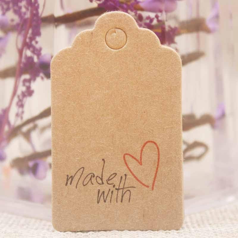 Tags For Wrapping 100 Pcs Paper Gift Tags Hange Tags Rectangle with Word Made with Love ...