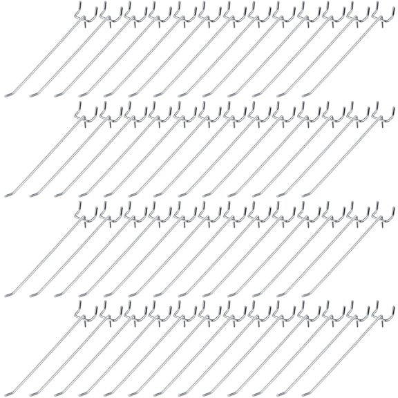 100 Pcs Peg Board Hooks Stainless Steel Pegs,8 Inch,Silver