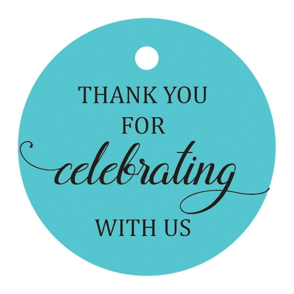100 Pcs Personalized Round Paper Tags - Thank You For Celebrating With Us Wedding Favor Gift Hang Tags Circle