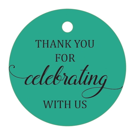 100 Pcs Personalized Round Paper Tags - Thank You For Celebrating With Us Wedding Favor Gift Hang Tags Circle