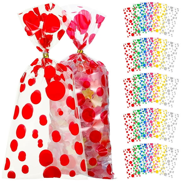 Homoyoyo Eye-Catching Cellophane Treat Bags Assorted Colors for Storage 100Pcs