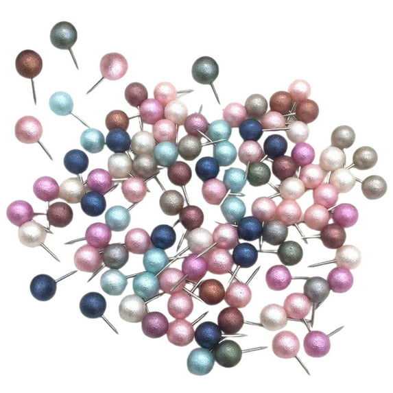 CIMAXIC 100Pcs Assorted Color Pearlized Bulletin Pins with Ball Heads for Home and DIY Crafts