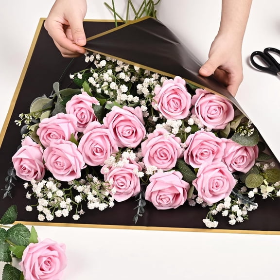 100 Pcs Pink Roses, Fake Roses Artificial Velet Flowers for Valentines Mothers Day Wedding Centerpieces Decor (Pink)