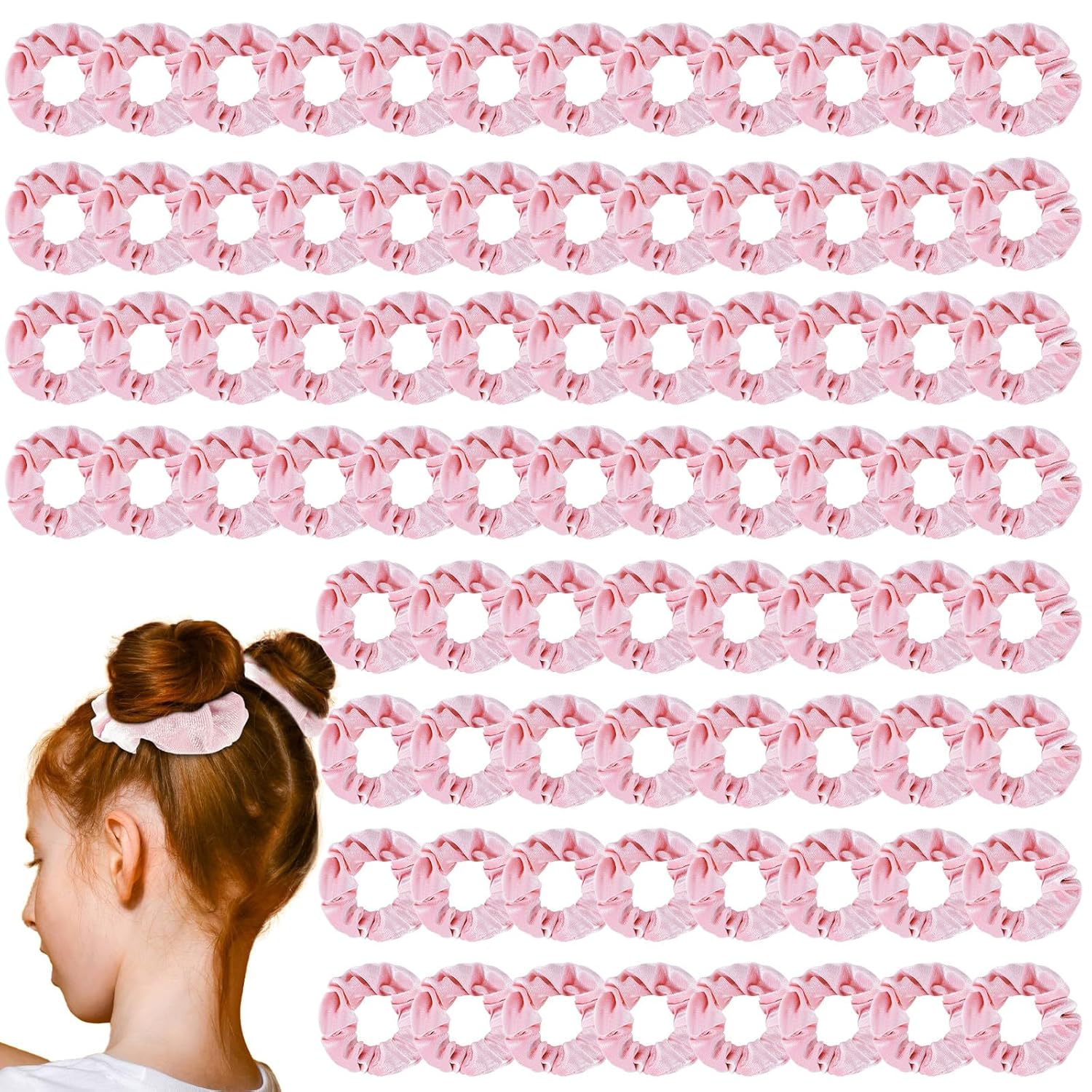 100 Pcs Pink Velvet Scrunchies Bulk Soft Hair Scrunchy Cute Hair Ties Scrunchies Solid Color Elastic Bands for Women Girl Party Favors (Pink)