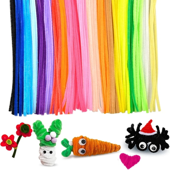 100 Pcs Pipe Cleaners Bulk,20 Colors Pipe Cleaners Craft Chenille Stems,12 Inch Long Pipe Cleaners Flower Kit,Craft Pipe Cleaners For Art And Craft Projects Diy Easter Decorat