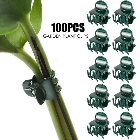 100 Pcs Plants Support Clips for Orchid Staking - Flower Stems Holder for Vines and Branch Training - Plastic Garden Plants Clips for Trellis Climbing Plants