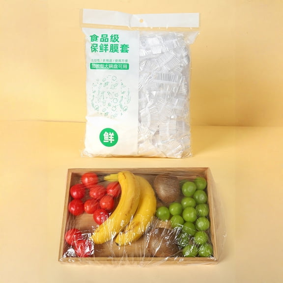 100 Pcs Plastic Bowl Covers Extra Large PE Food Grade Cling Wrap,Disposable Elastic Stretchable Lids for Kitchen Refrigerator Food Storage