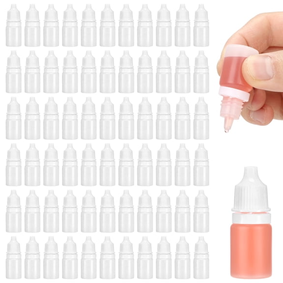100 Pcs Plastic Dropper Bottles, 5 ml / 0.17 oz Translucent Empty Squeezable Eye Dropper Bottle with White Cap, Sample Container for Essential Oils, Liquids, Glue, Eye Drops