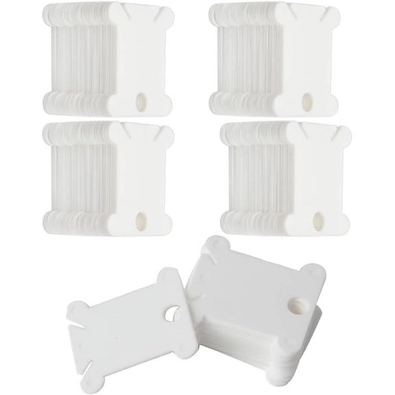 100 Pcs Plastic Floss Bobbins, Thread Cards, for Embroidery Cross Stitch Thread Craft DIY Sewing Storage, Hard Floss bobbins, White