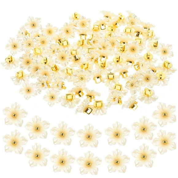 100 Pcs Plastic Flower Buttons Decor DIY Project Floral for Sewing Clothing Flowers Coat Baby Child