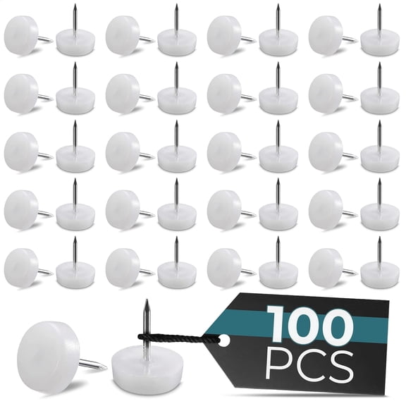 100 Pcs Plastic Furniture Feet 0.6x0.7 Nail On Furniture Glides Durable, Easy to Install, Low-Profile, Smooth Gliding Nail in Chair Leg Floor Protectors Prevents Scratches, Dents for Daily Use