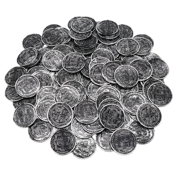 100 Pcs Plastic Gold Toy Coins Cross Engraved Realistic Tokens For Board Game Currency Pirate Treasure Party Favor