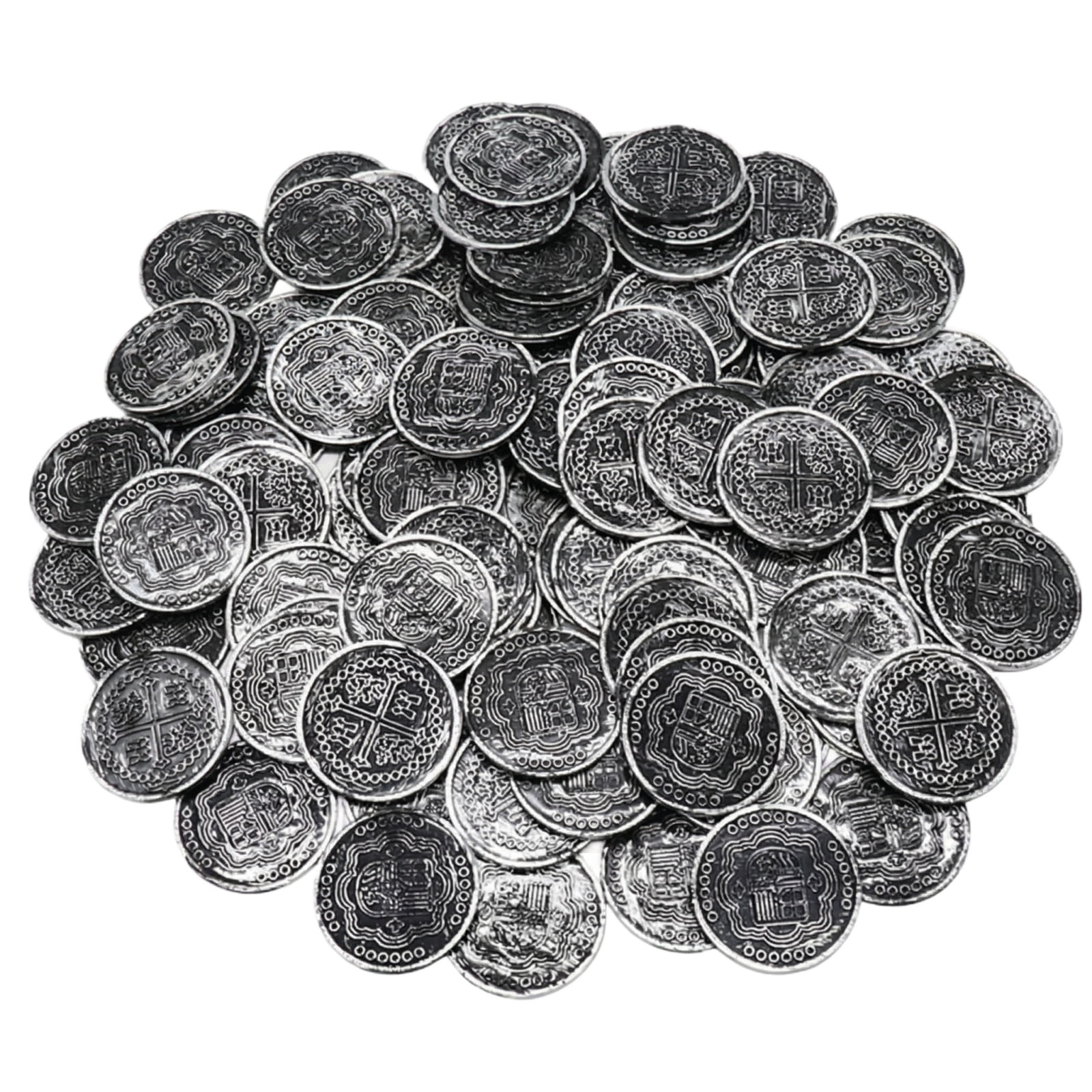 100 Pcs Plastic Gold Treasure Coins Geometric Pattern Tokens For Party ...