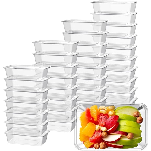 100 Pcs Plastic Meal Prep Containers Food Storage Containers Reusable Lunch Bowls with Lid Stackable Disposable Lunch Boxes 1 Compartment Bento Box(Clear,22 oz)