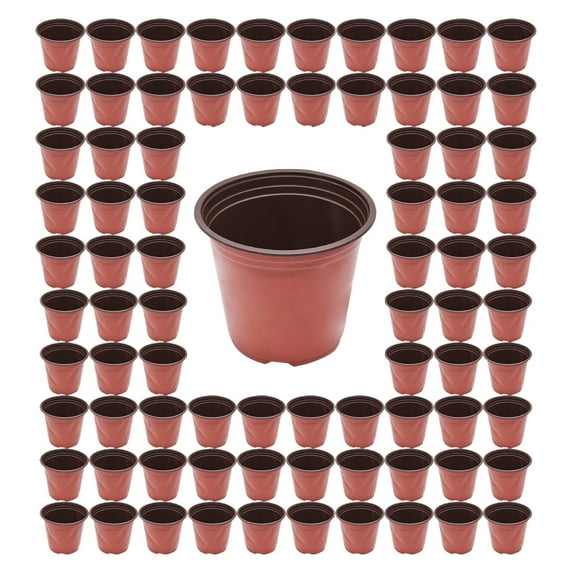100 Pcs Plastic Plants Pots 5.9" Seed Starting Container Nursery Pot Seedlings Flower Plant Pots for Yard Garden Home