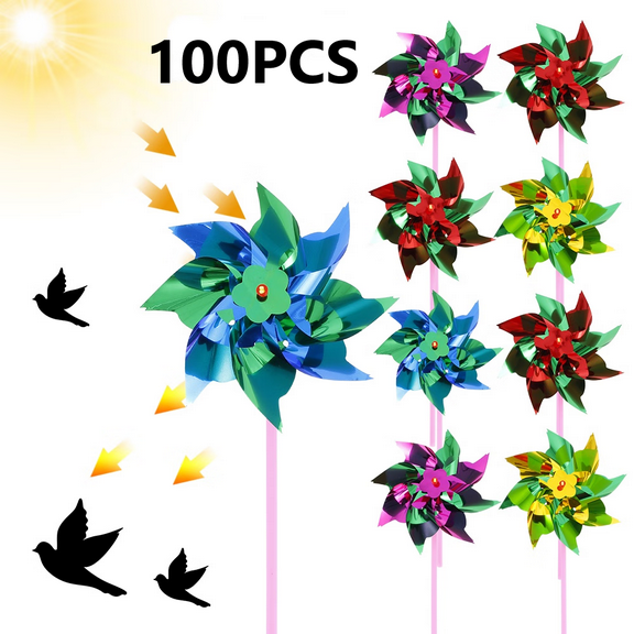 100 Pcs Plastic Rainbow Windmill Colorful Party DIY Pinwheels Set for Kids Toy Garden Party Lawn Decor, Fun Carnival Party Toy