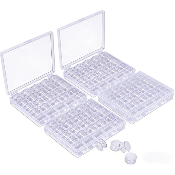 100 Pcs Plastic Sewing Machine Bobbins with Case, Universal Bobbins Compatible with Brother & Singer, Large Capacity Replacement Bobbin Kit