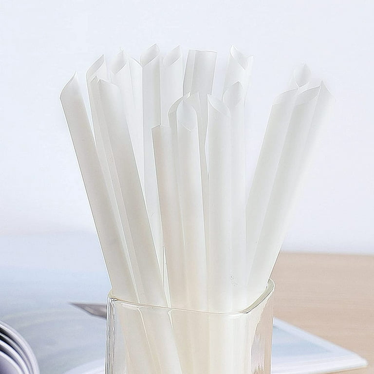 100 Pcs Plastic Straws Individually Wrapped BPA Free Restaurant Style  Disposable Degradable Straws Straw by Happon( 9.43 White Straws)