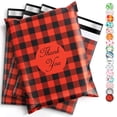 thumbnail image 1 of 100 Pcs Poly Mailers Set - 15x20 Red Checked Self Adhesive Shipping Bags - Small Business Large Mailing Envelopes Tear Resistant, 1 of 9