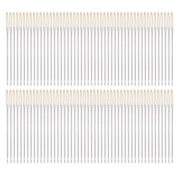 100 Pcs Premium Stainless Steel Large Eye Hand Sewing Needles Size 24 For Embroidery Cross Stitch Crocheting With Storage Box Ideal Arts Crafts Knitting Tools Accessories Length 2.76 inches / 7 cm