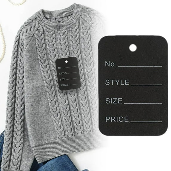 100 Pcs Price Tags, Unstrung Tag without String, 1.96x1.37'' Black Paper Tags for Clothes Size, Labels, Coupon, Store & Clothing Labels, Hang Tag Labels for Retail Jewelry Merchandise Marking Label