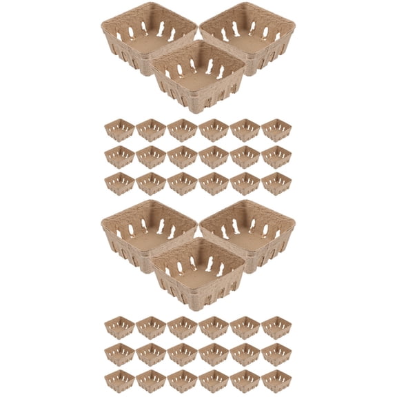 100 Pcs Produce Containers Paper Pulp Berry Basket Food Tray Decor Product Packing Box